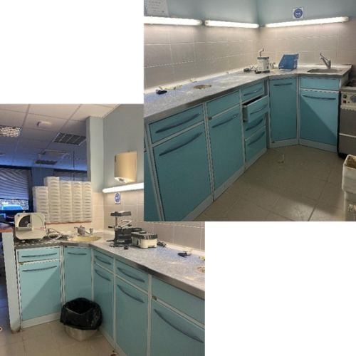 Meubles d'angles MA et plateau d'angle & inox P. Meuble salle de plâtre